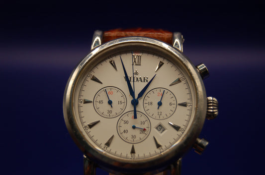 Vidar Armbanduhr – Schweizer Quarzwerk, Chronograph – neue Batterie Uhr Juwelier Alen