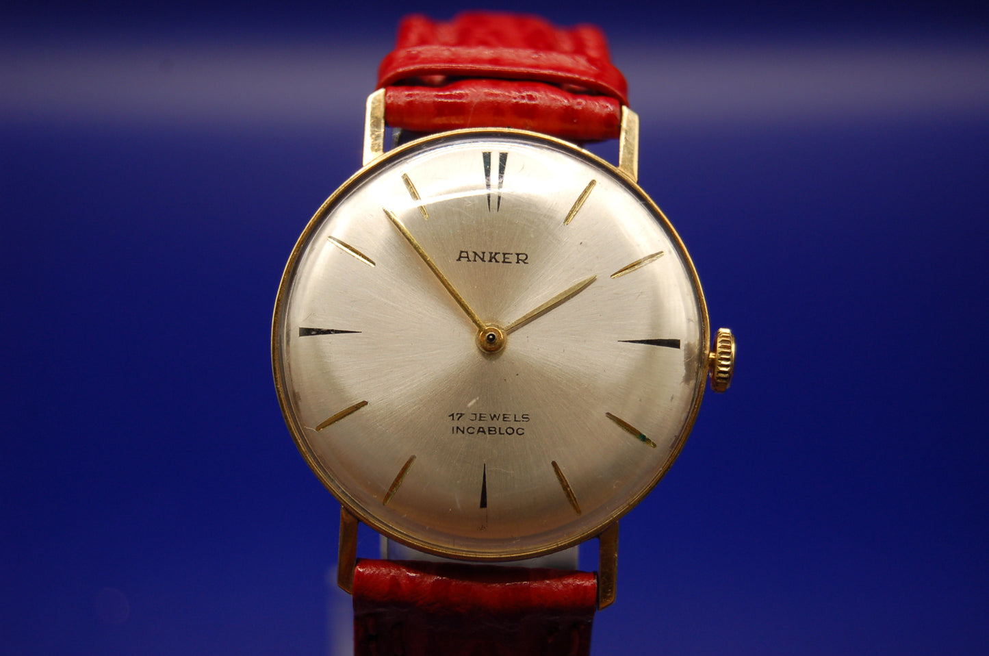 Ankar Armbanduhr – 17 Jewels, Incabloc – 585er Gelbgold, Lederband – Leicht gebraucht Uhr Juwelier Alen