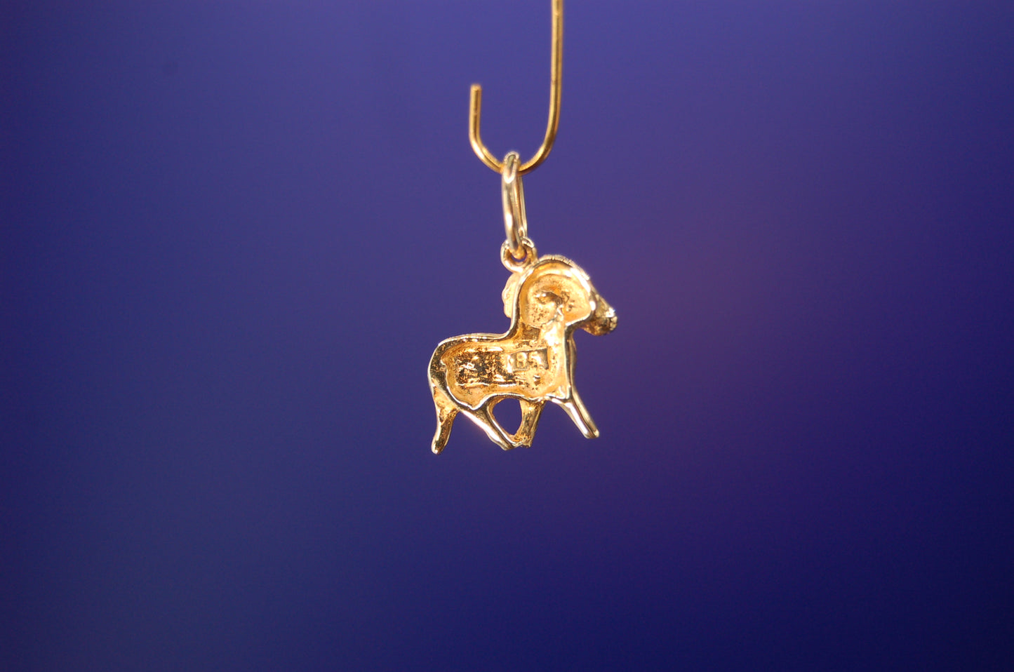 585er Gelbgold Steinbock Anhänger - Nahaufnahme des astrologischen Designs