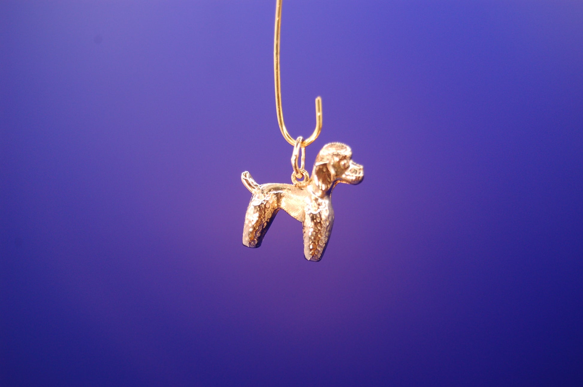 Pudel-Anhänger aus 333 Gelbgold - Frontansicht des Hunde-Schmuckstücks