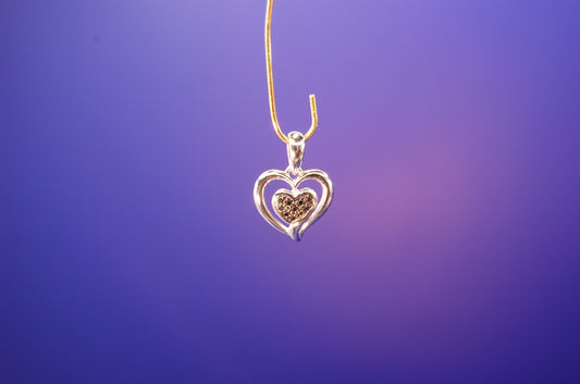 Herz-Anhänger aus 585er Weißgold (14 Karat) mit schwarzen Brillanten Anhänger Juwelier Alen