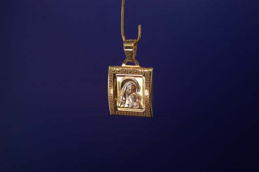 Mutter-Maria-Anhänger aus 585er Gelb- & Weißgold (14 Karat), Anhänger Juwelier Alen