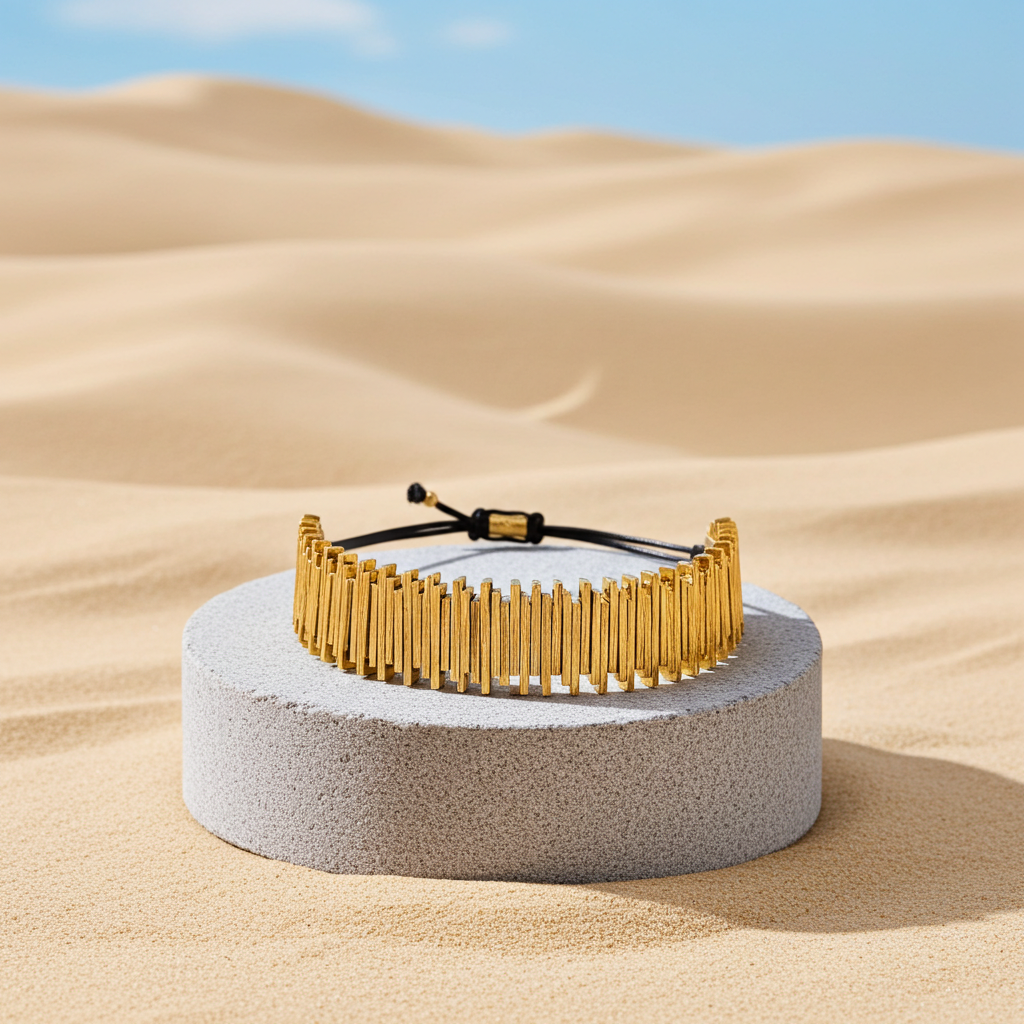 Statement-Armband "Skyline" | Gold & Schwarz | Geometrisch & Verstellbar