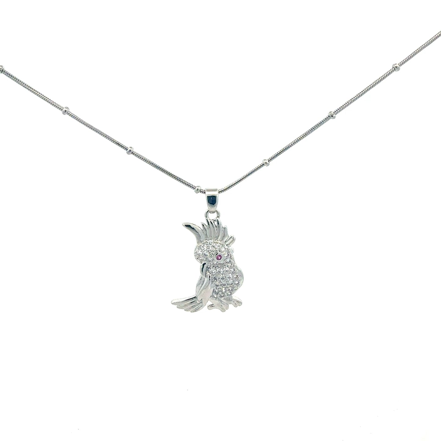 Edelstahl Kette mit Anhänger Papagei & Zirkonia