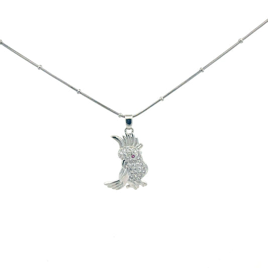 Edelstahl Kette mit Anhänger Papagei & Zirkonia