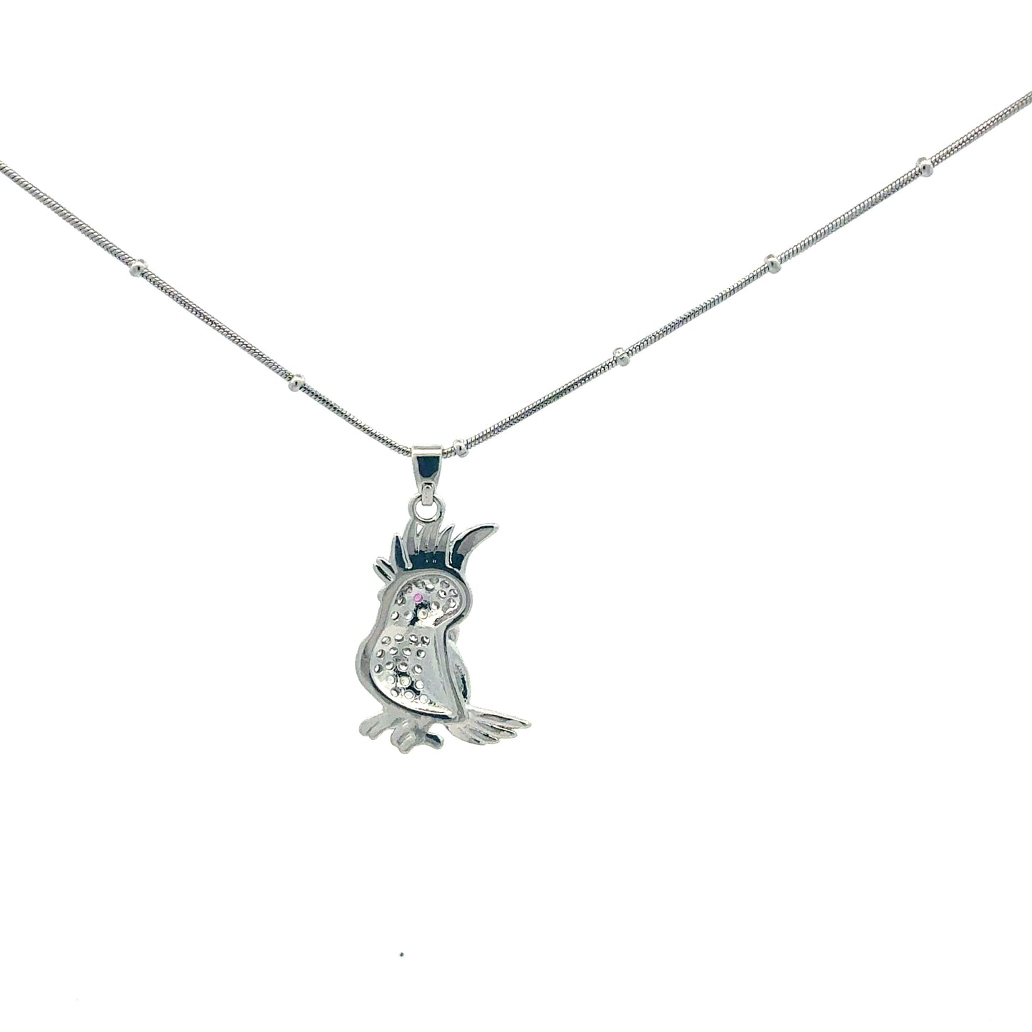 Edelstahl Kette mit Anhänger Papagei & Zirkonia