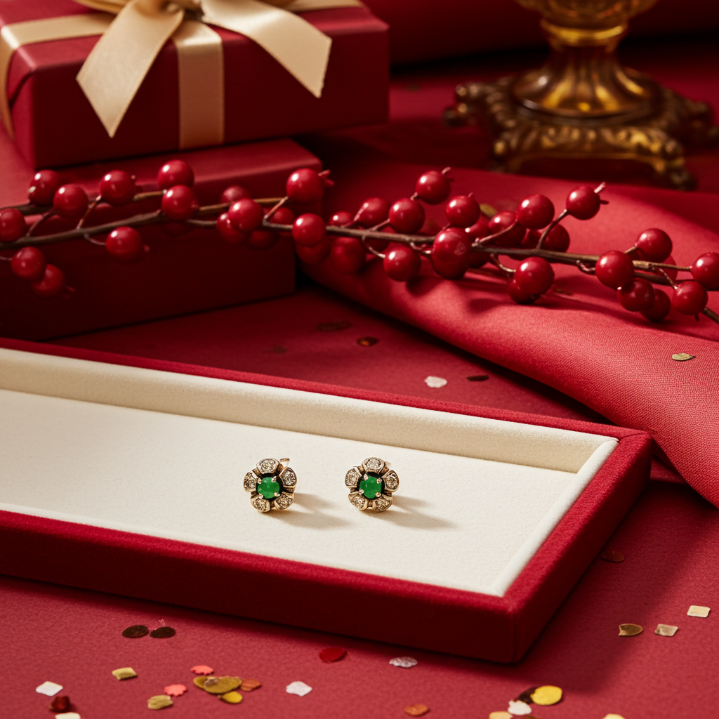 Ohrringe Gold/Weißgold 585 – Brillanten & Smaragde