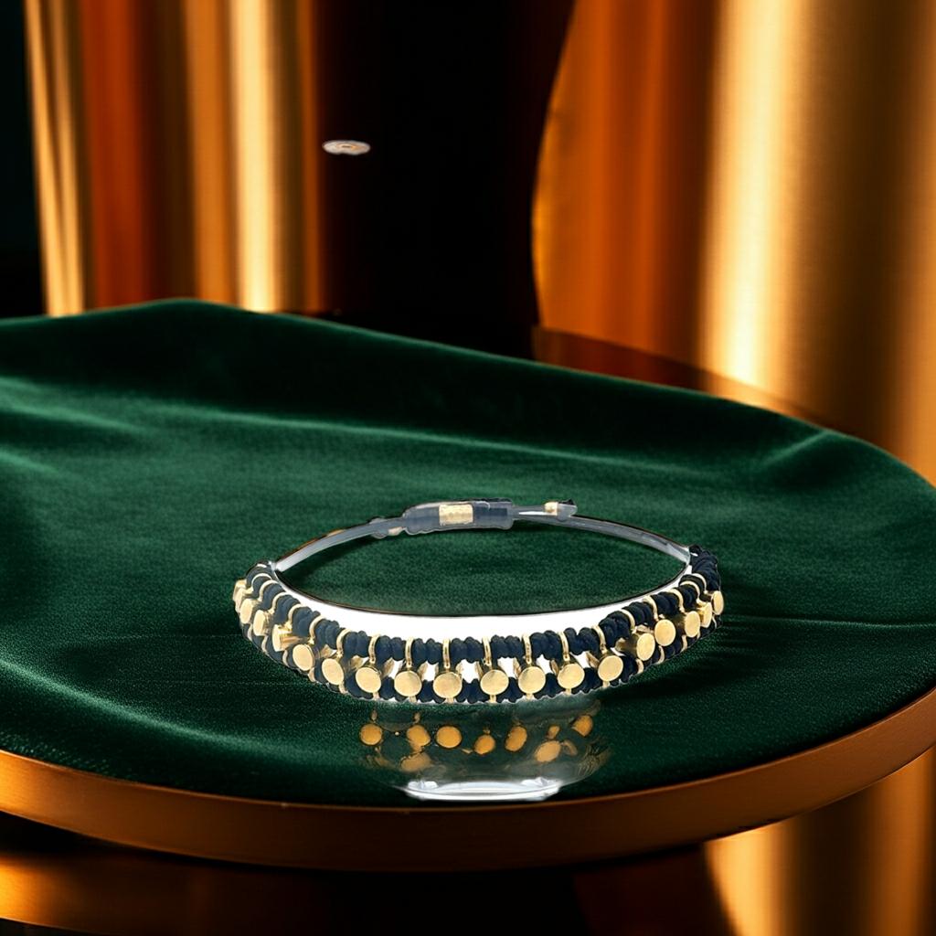 Handgeknüpftes Makramee-Armband "Aurelia" | Gold & Schwarz | Verstellbar