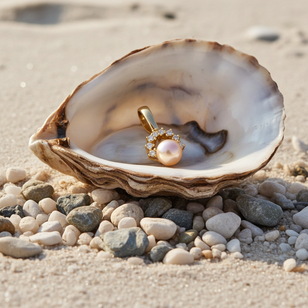 Anhänger aus 585er Gelbgold (14 Karat) mit Zirkonia und Süßwasserperle