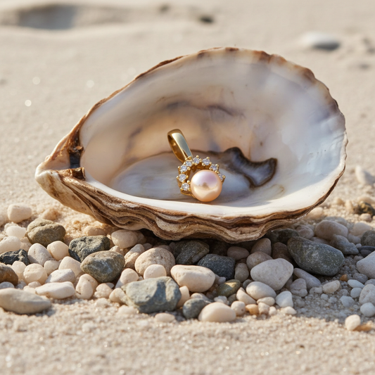 Anhänger aus 585er Gelbgold (14 Karat) mit Zirkonia und Süßwasserperle