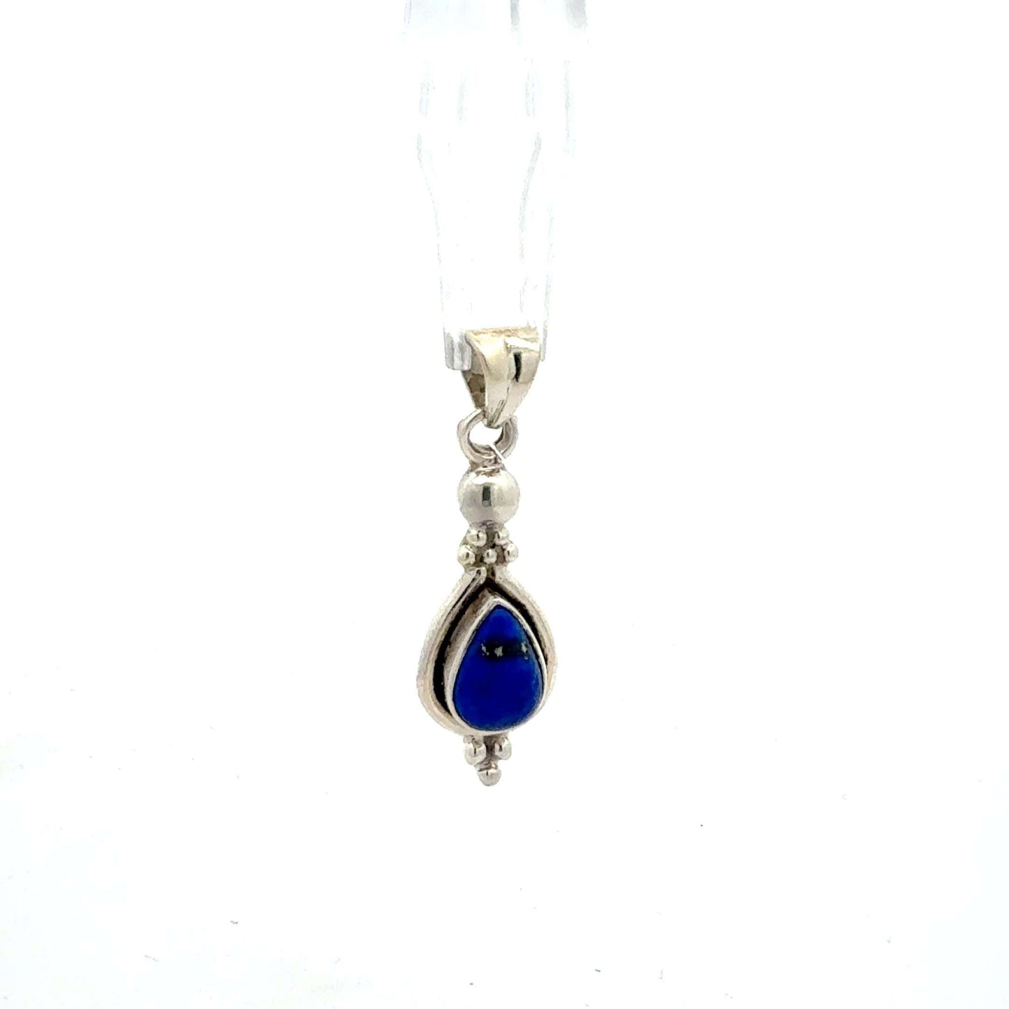 Silber 925 Anhänger mit Lapis-Tropfenform, ca. 2,87 g, von Juwelier Alen, detailreiche Schmuckaufnahme