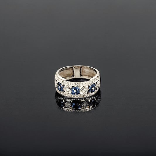 Ring 750er Weiß-/Gelbgold Saphire Diamanten – Elegantes Schmuckstück mit edelsten Steinen – Juwelier Alen