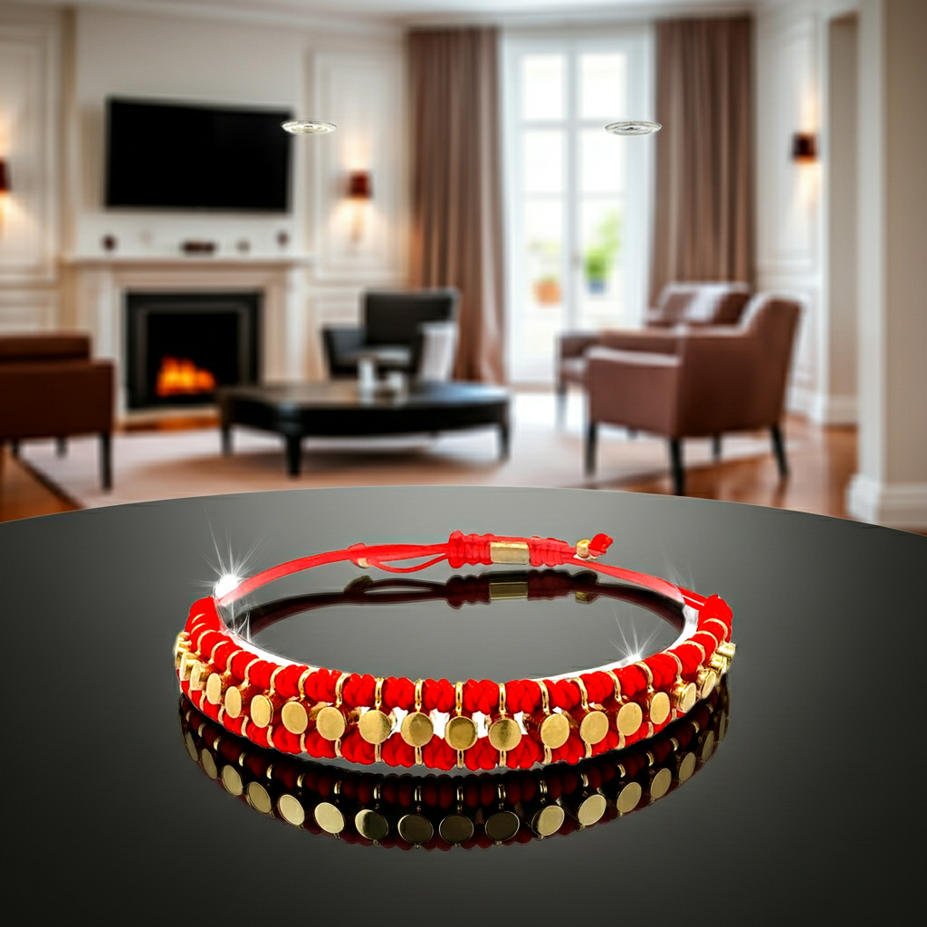 Statement-Armband "Aurelia" | Gold & Rot | Handgefertigt & Verstellbar