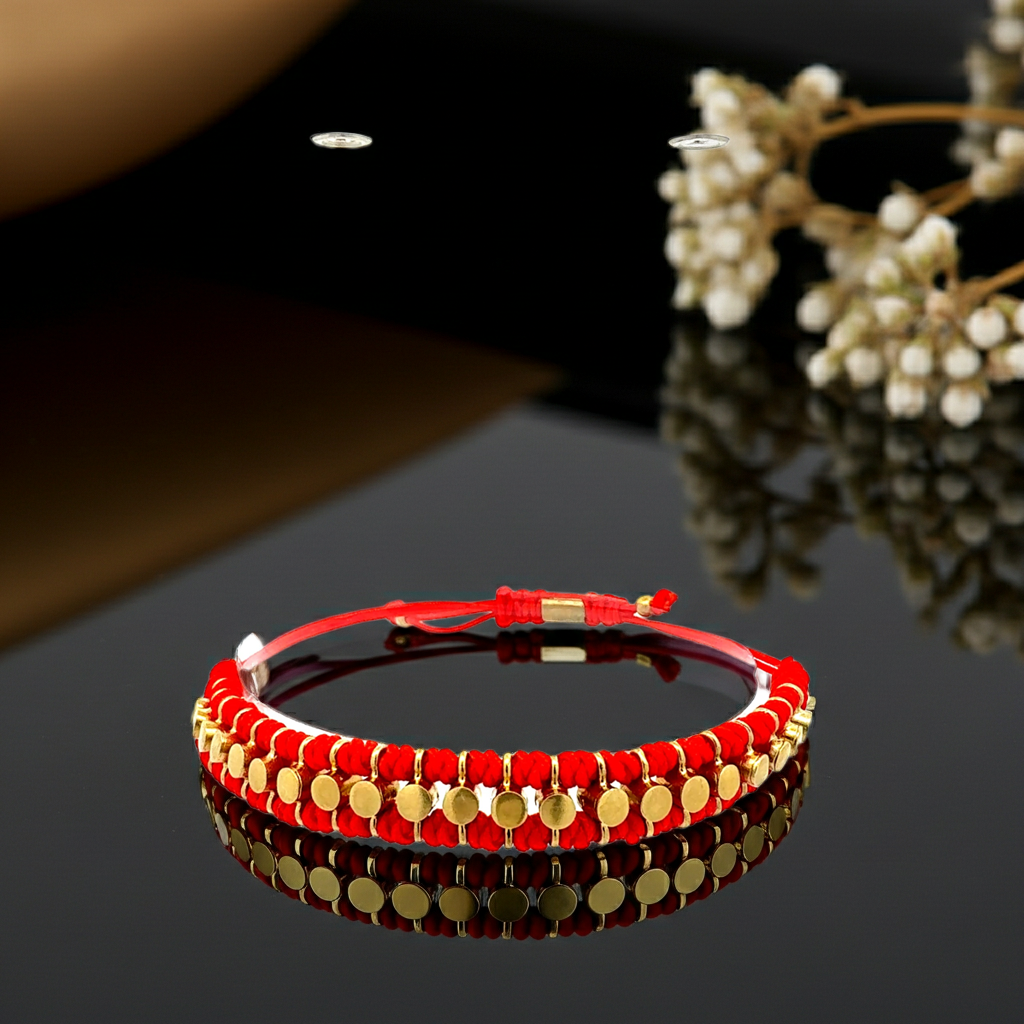 Statement-Armband "Aurelia" | Gold & Rot | Handgefertigt & Verstellbar