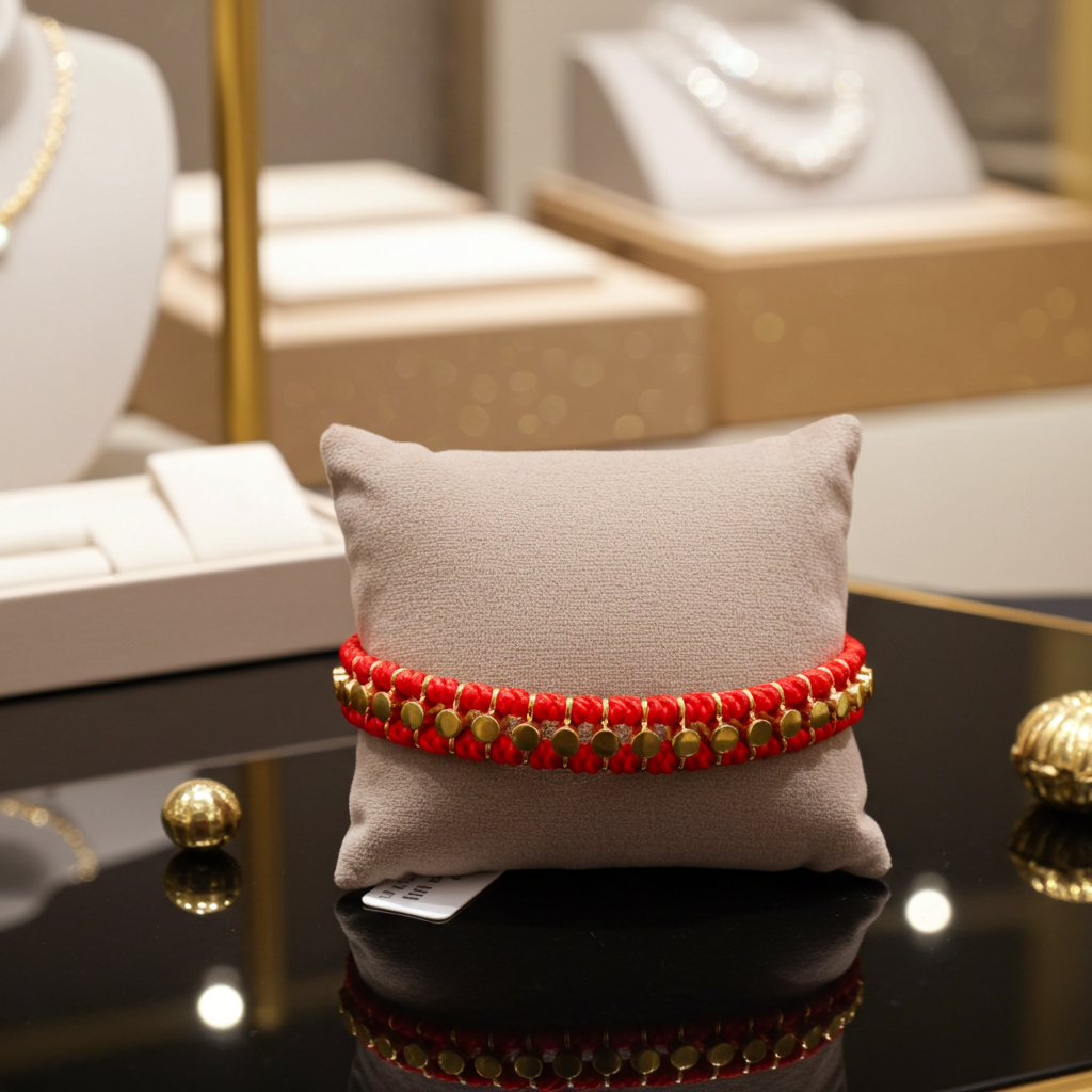 Statement-Armband "Aurelia" | Gold & Rot | Handgefertigt & Verstellbar