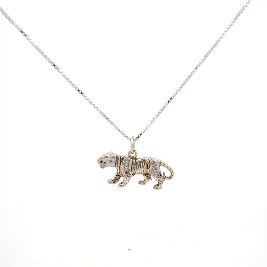 Silberkette 925 mit Tiger-Anhänger Anhänger Juwelier Alen
