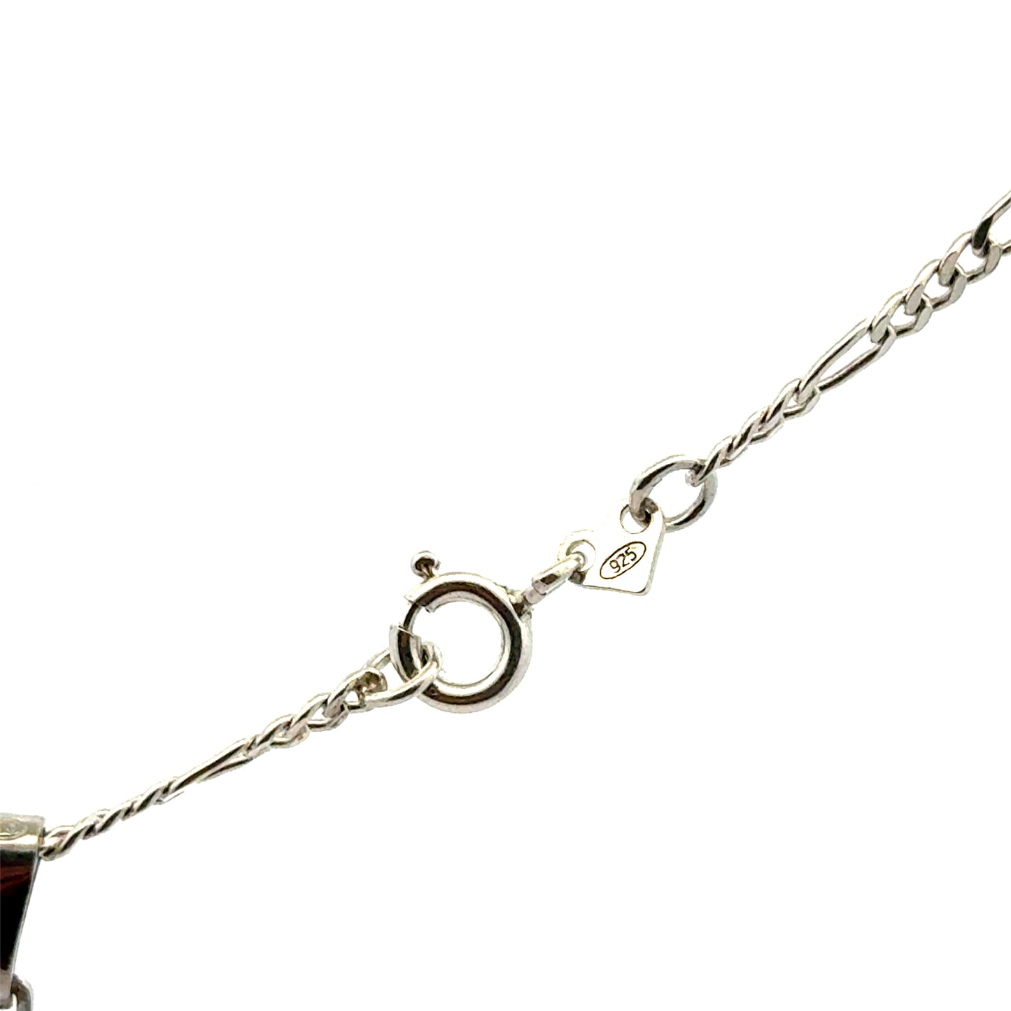 Silberkette 925 mit Kreuz Verschluss und Kettendetail und Stempel