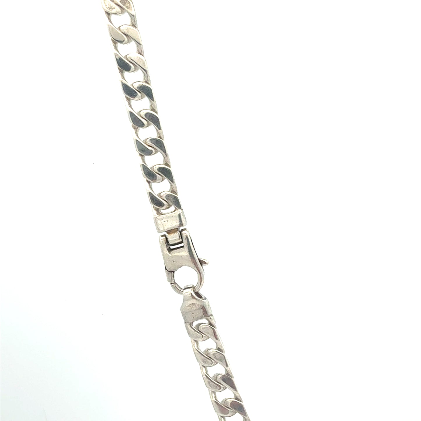 Massive Silberkette 50cm Detail – Karabinerverschluss und Stempel