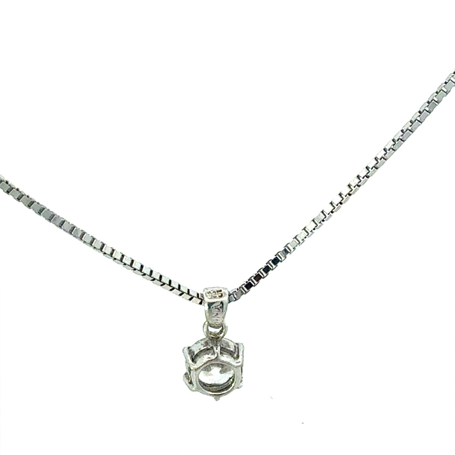 Silberkette 925 mit großem Zirkonia-Anhänger - Rückansicht