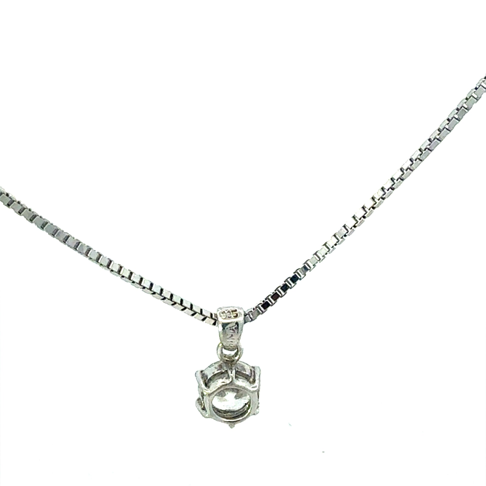 Silberkette 925 mit großem Zirkonia-Anhänger - Rückansicht