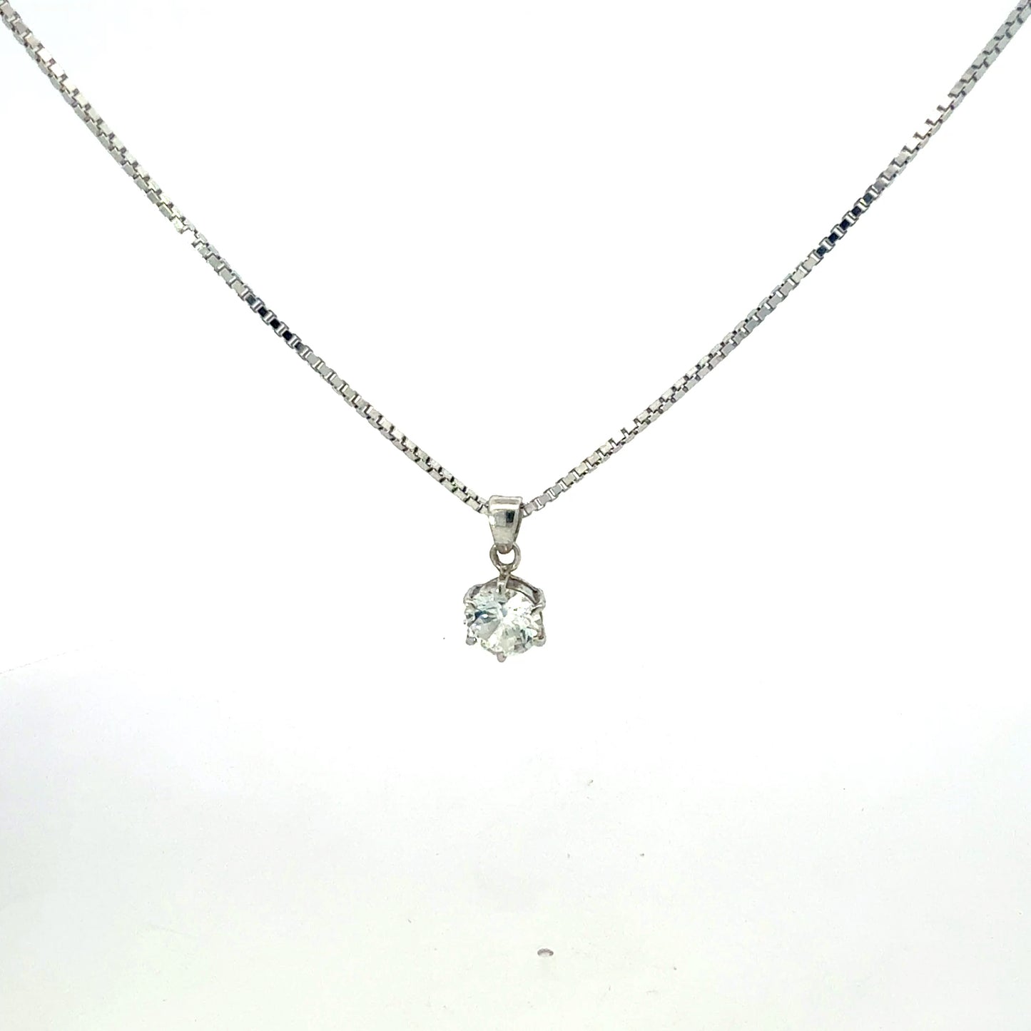 Silberkette 925 mit großem Zirkonia-Anhänger – 45 cm, 4,73 g