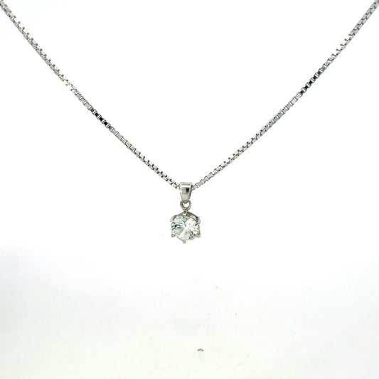 Silberkette 925 mit großem Zirkonia-Anhänger – 45 cm, 4,73 g