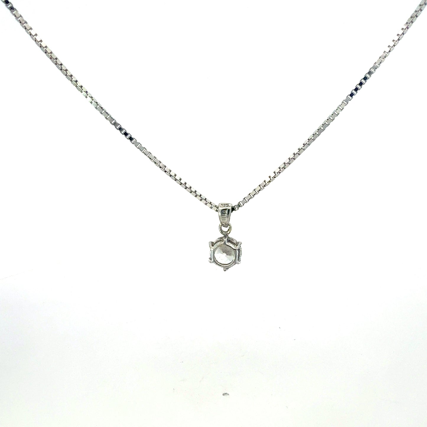 Silberkette 925 mit großem Zirkonia-Anhänger – 45 cm, 4,73 g