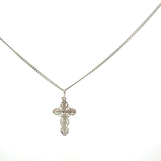 Silberkette 925 Panzerkette mit Kreuz-Anhänger – 47 cm, 4,82 g
