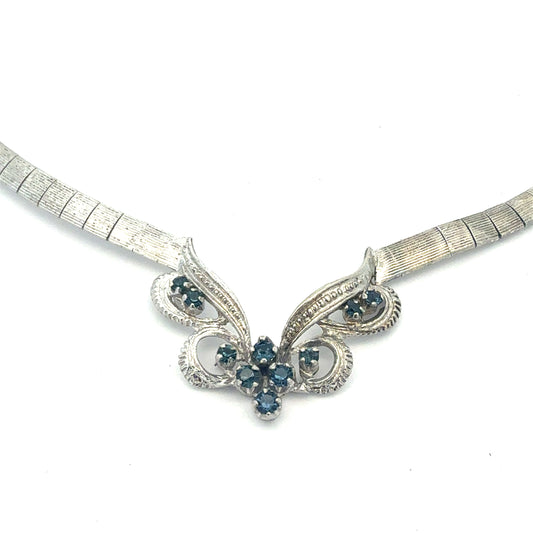 Silberkette 925 mit 10 blauen Steinen - Gesamtansicht