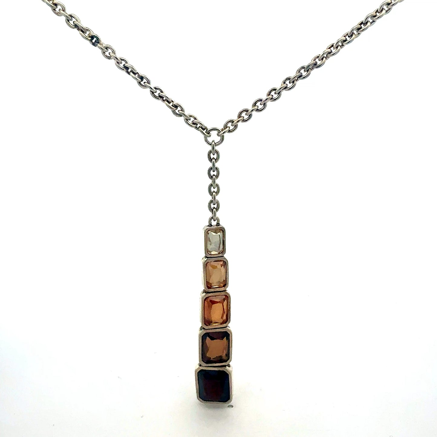 Silberkette 925 mit Anker-Anhänger und 5 synthetischen Steinen - Gesamtansicht