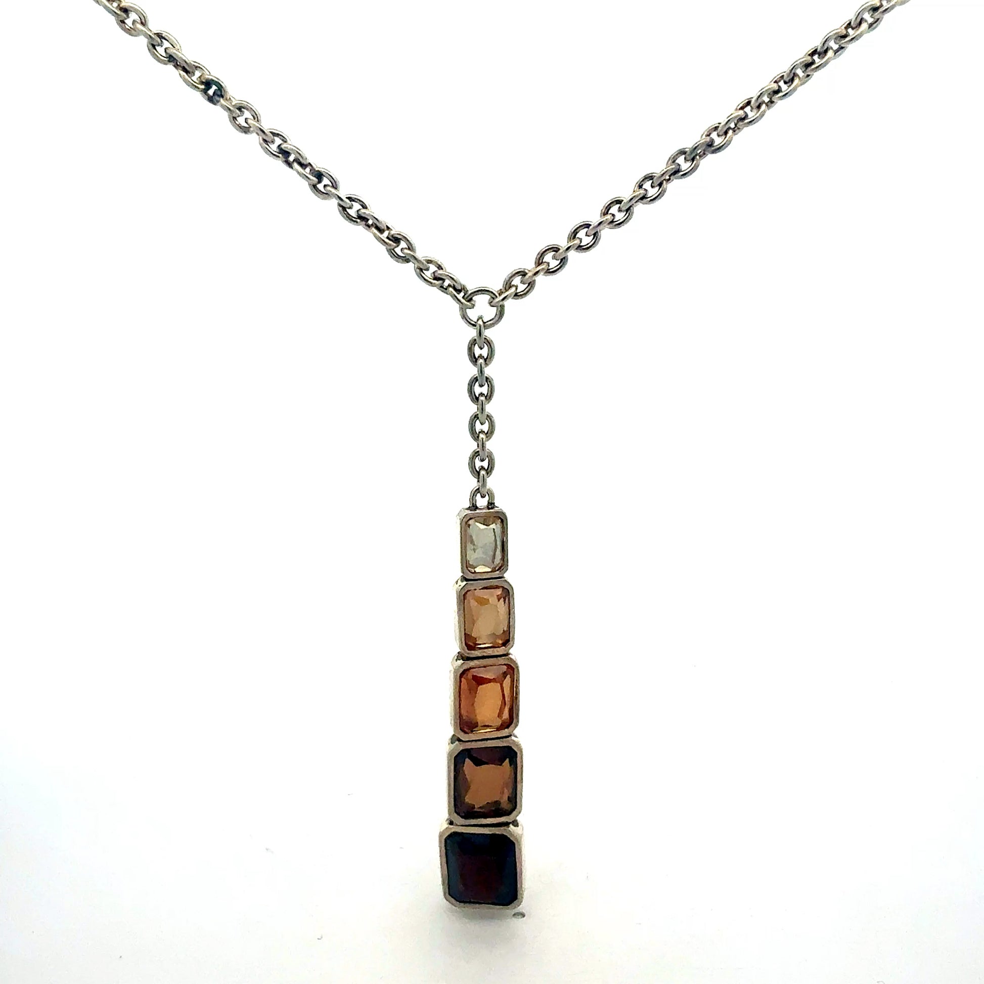 Silberkette 925 mit Anker-Anhänger und 5 synthetischen Steinen - Gesamtansicht