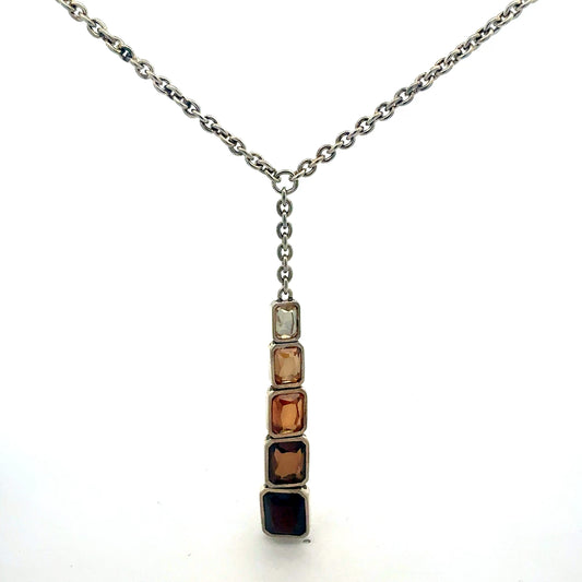 Silberkette 925 mit Anker-Anhänger und 5 synthetischen Steinen - Gesamtansicht