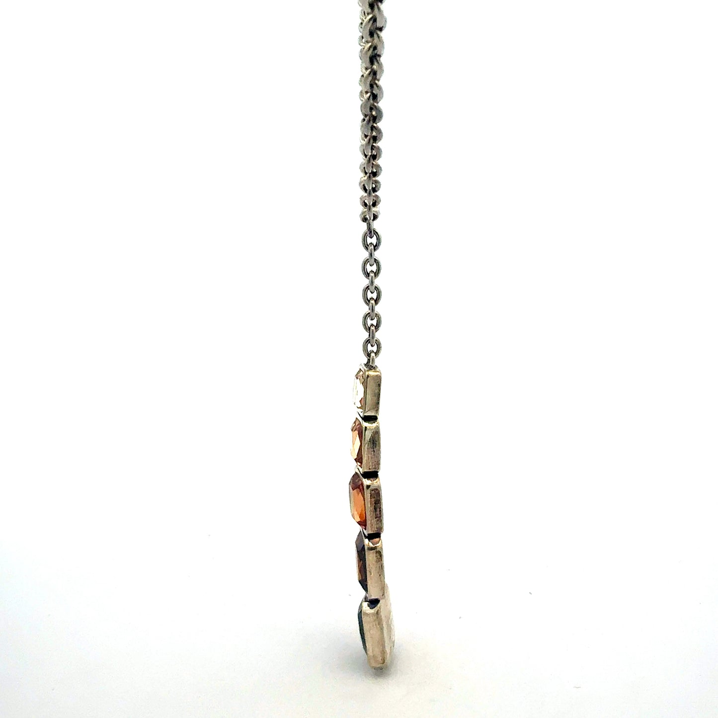 925 Sterling Silber Ankerkette mit bunten Steinen - Detailansicht Anhänger