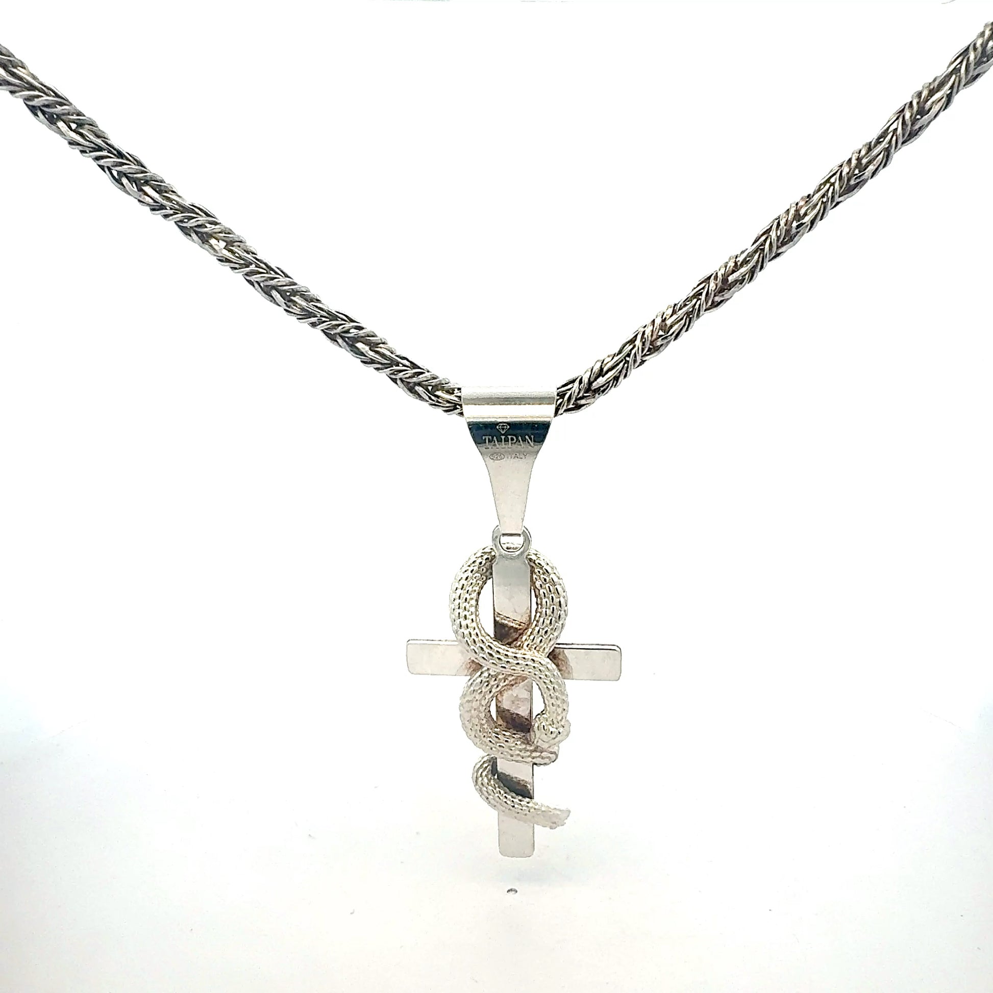 Silberkette 925 Taipan mit Kreuz-Anhänger 90cm - Detailansicht