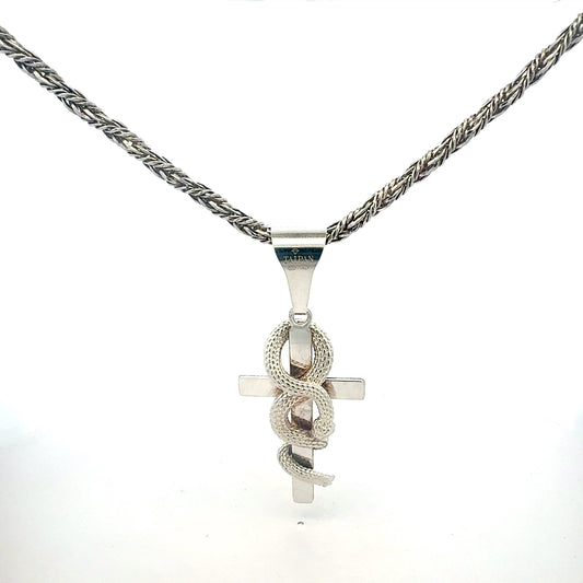 Silberkette 925 Taipan mit Kreuz-Anhänger 90cm - Detailansicht