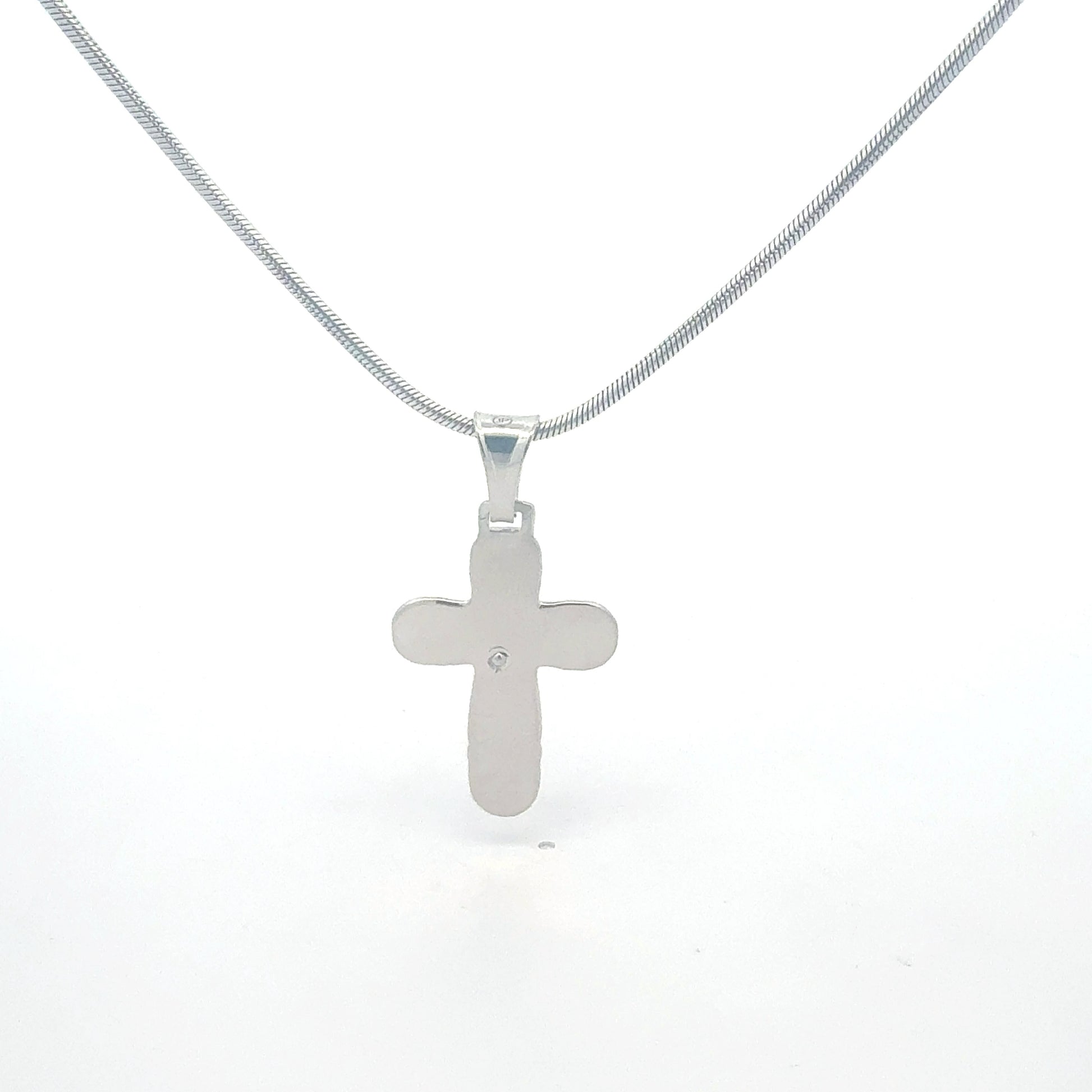Silberkette 925 Schlangenkette mit Kreuz-Anhänger - Gesamtansicht
