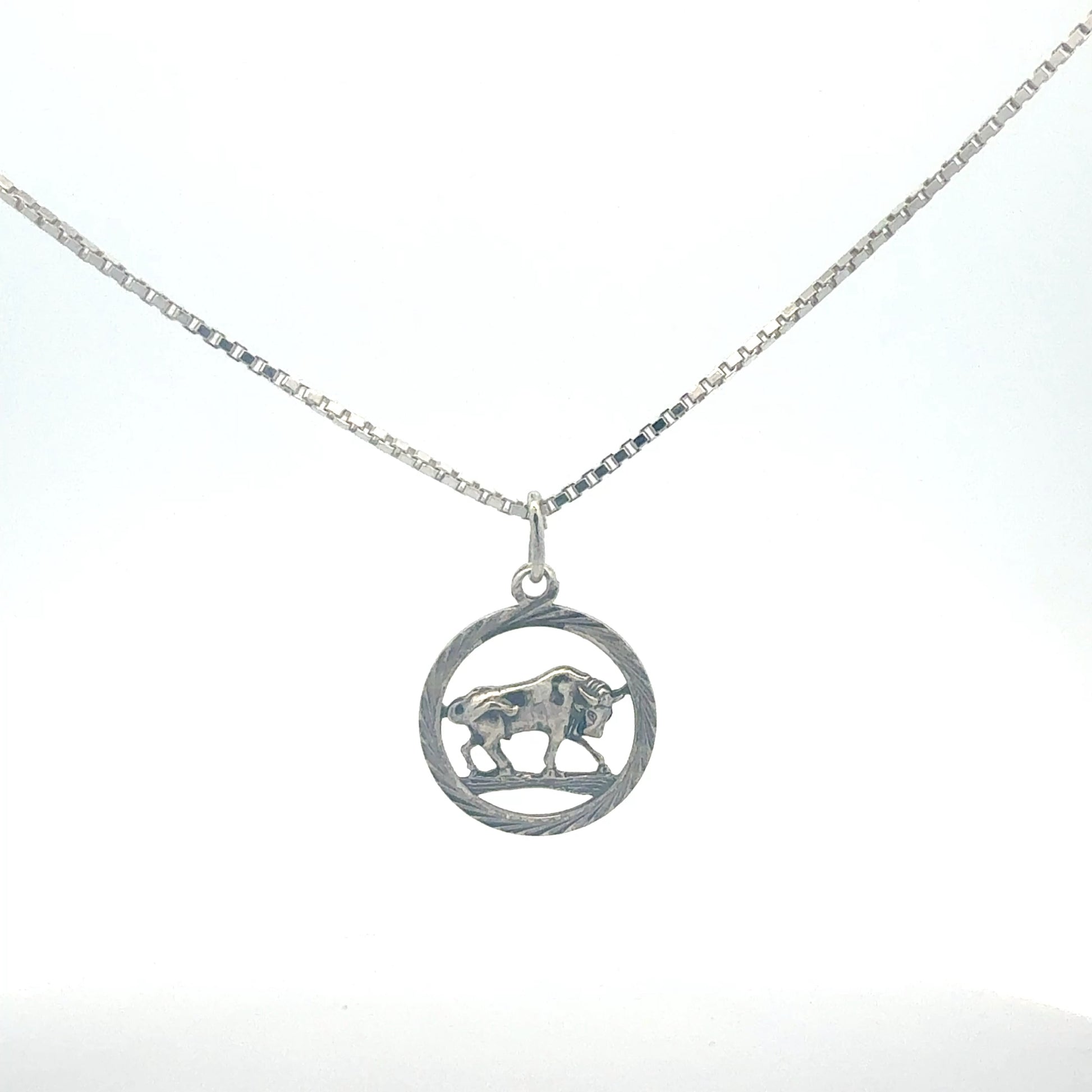 Silberkette 925 mit Stier-Anhänger – Komplettansicht 42 cm
