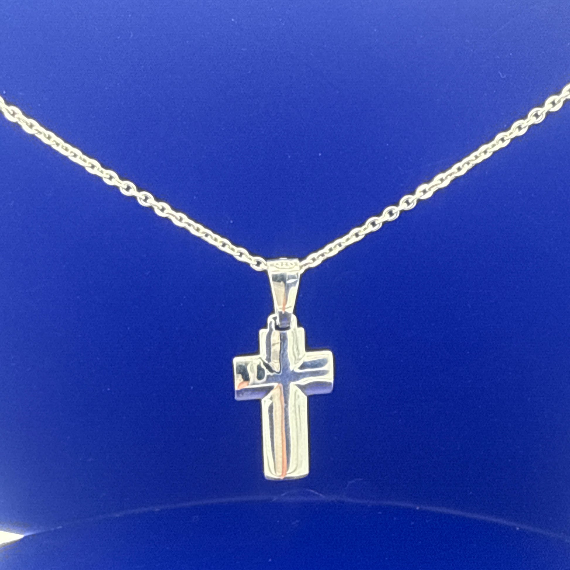 Silberkette 925 mit Kreuz-Anhänger – Gesamtansicht der 45 cm Kette
