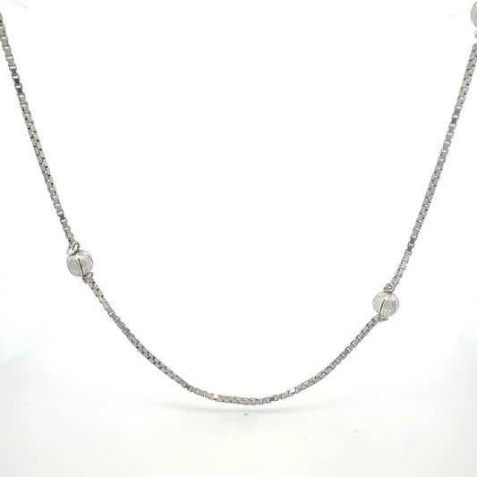 Silberkette 925 mit 4 Kugeln 80cm - Gesamtansicht