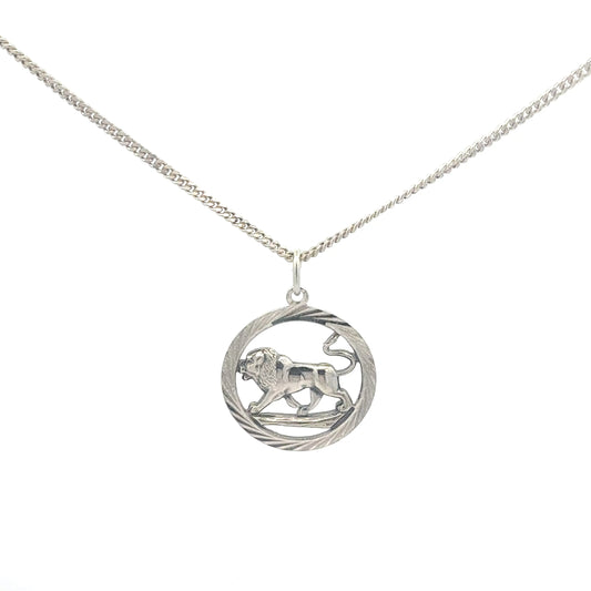 Silberkette 925 mit Löwen-Anhänger – Frontansicht Panzerkette 50 cm