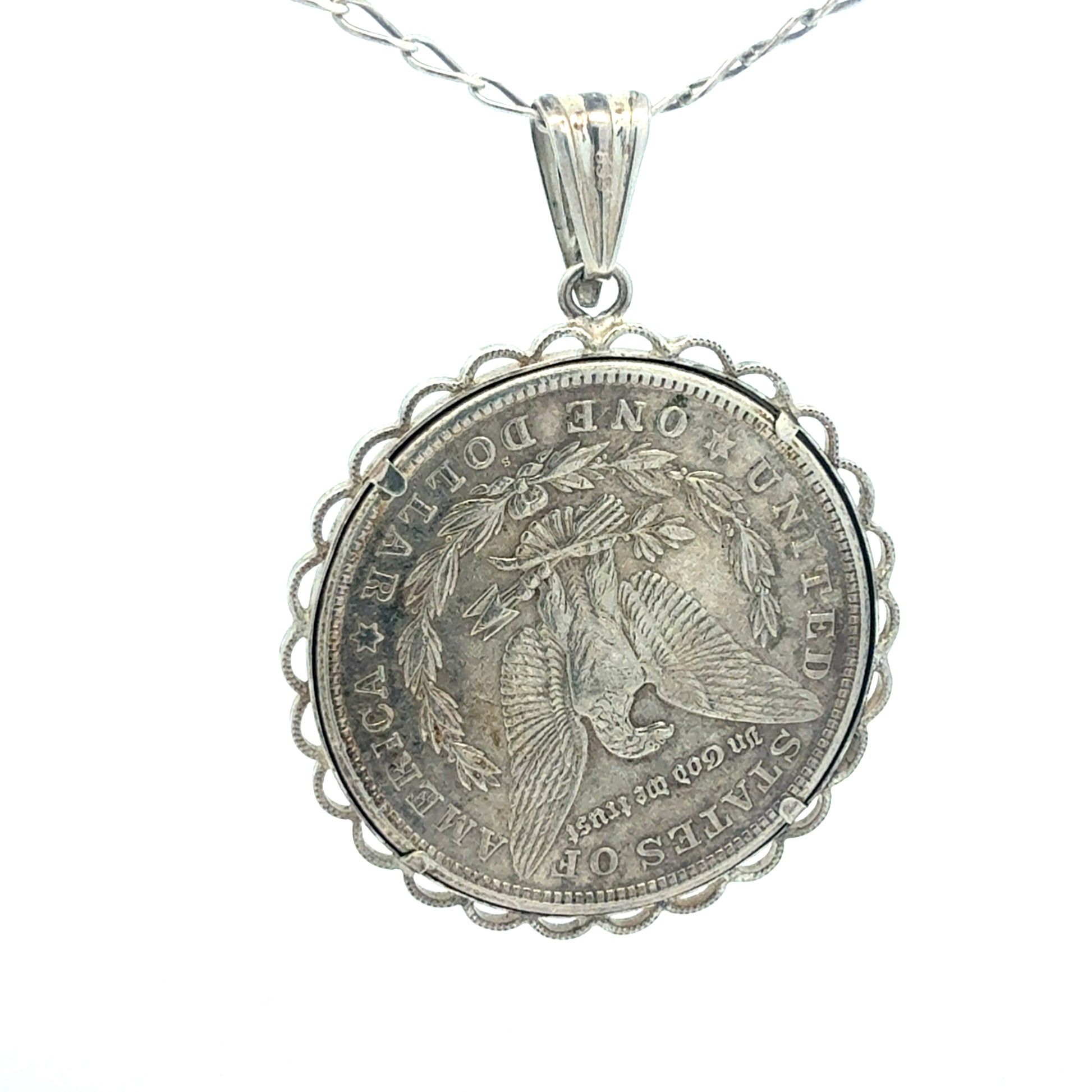 Silberkette 925 mit Dollar-Münzanhänger – Detailansicht Münze