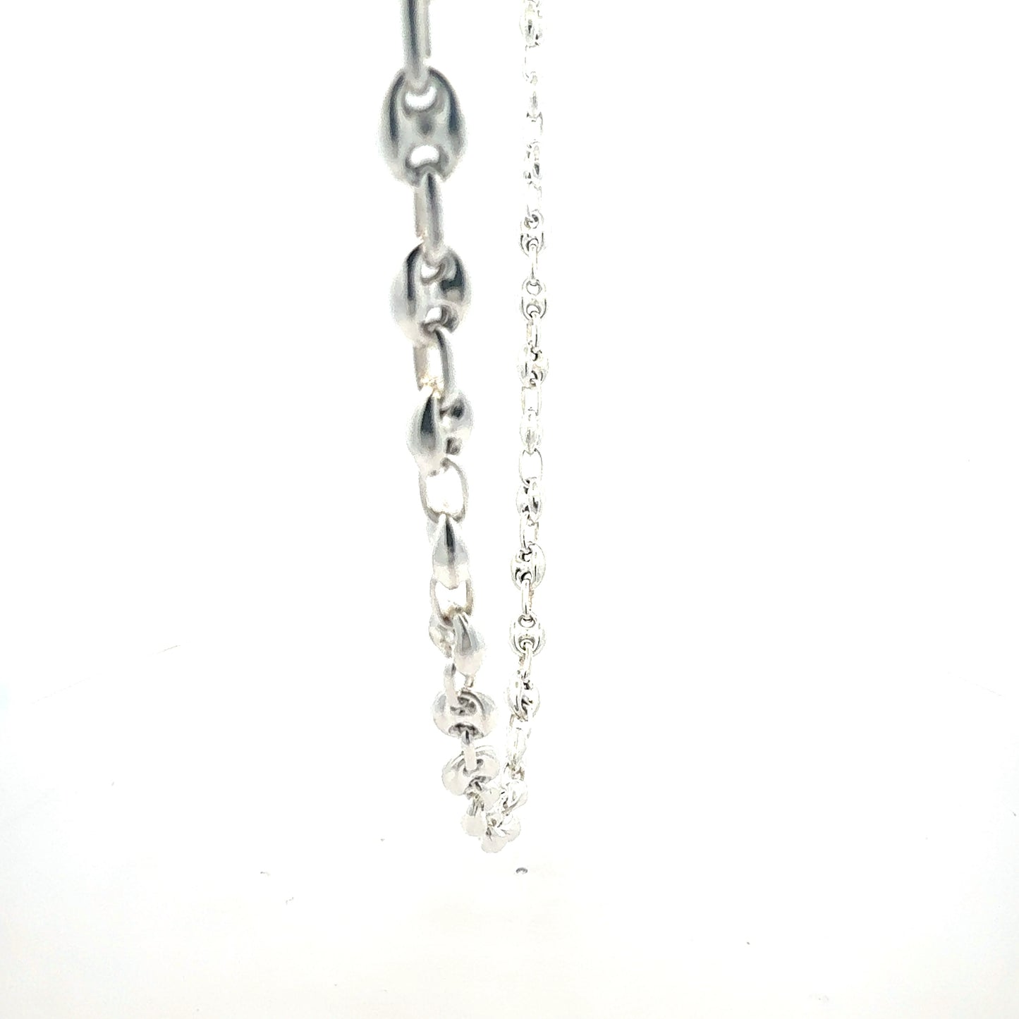 Silber Bohnenkette 60cm elegant - Seitenansicht