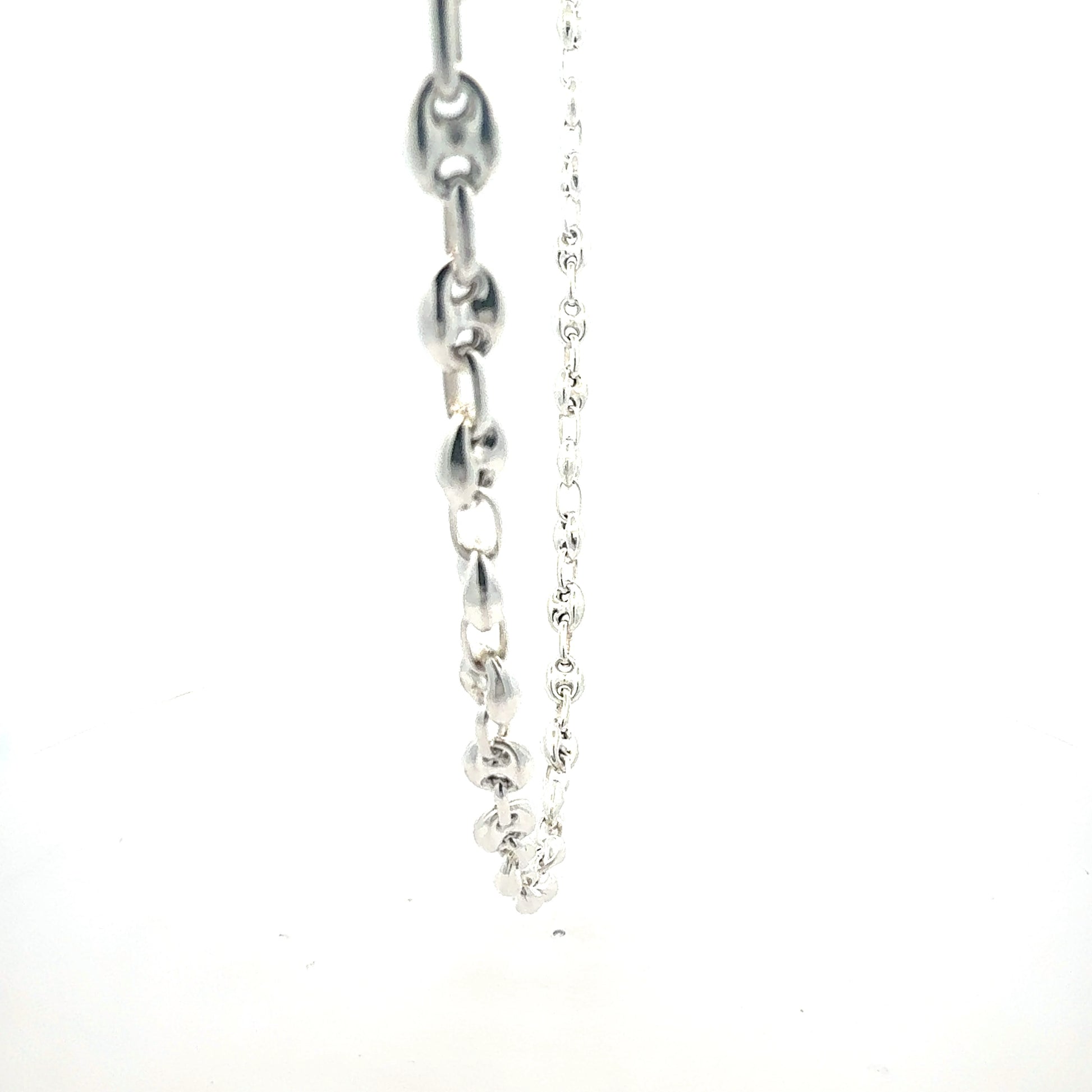 Silber Bohnenkette 60cm elegant - Seitenansicht