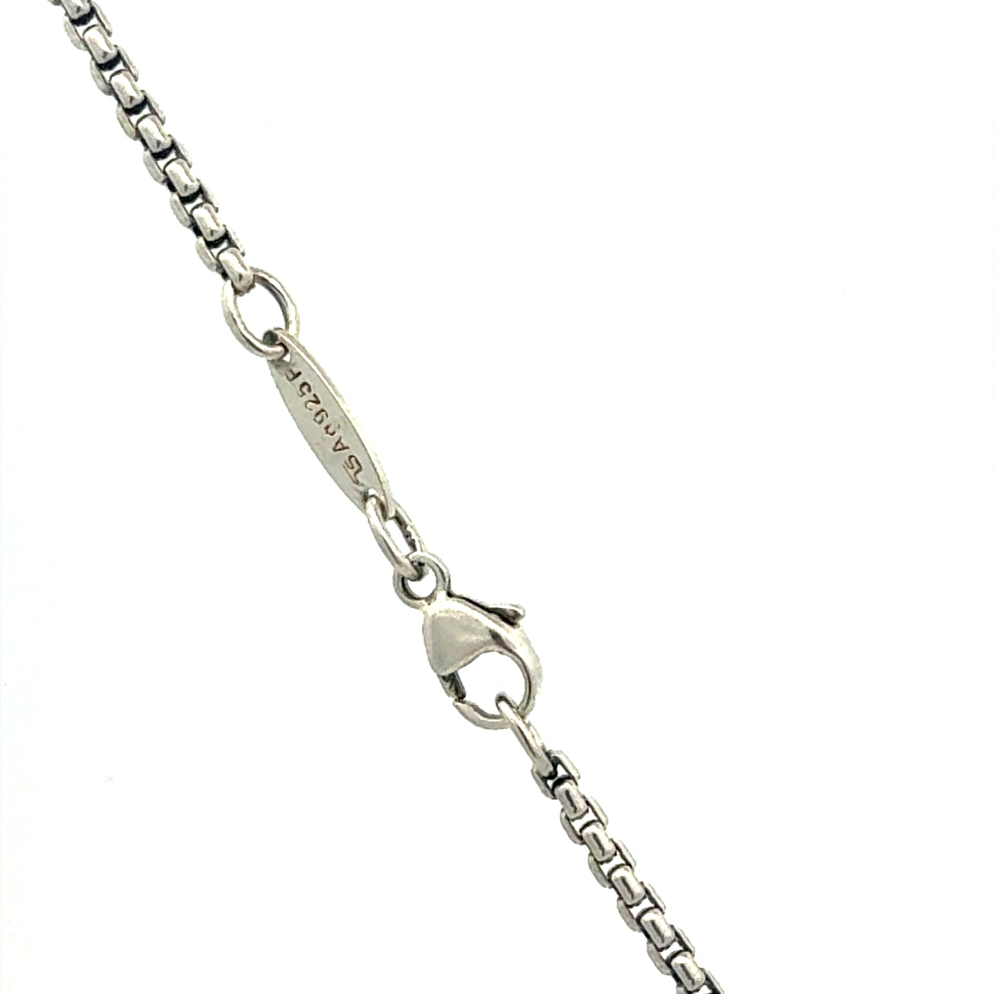 925 Silberkette mit Anhänger - Seitenansicht der 45cm Sterlingsilber Kette mit Karabinerverschluss