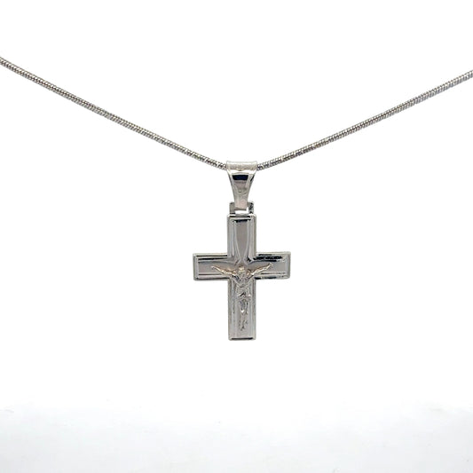 Silberkette 925 mit Kreuz-Anhänger - Nahaufnahme des eleganten Kreuz-Designs aus Sterlingsilber