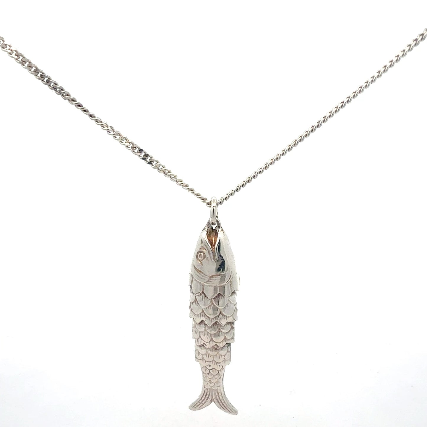 925er Silber Fisch-Anhänger - Nahaufnahme Details