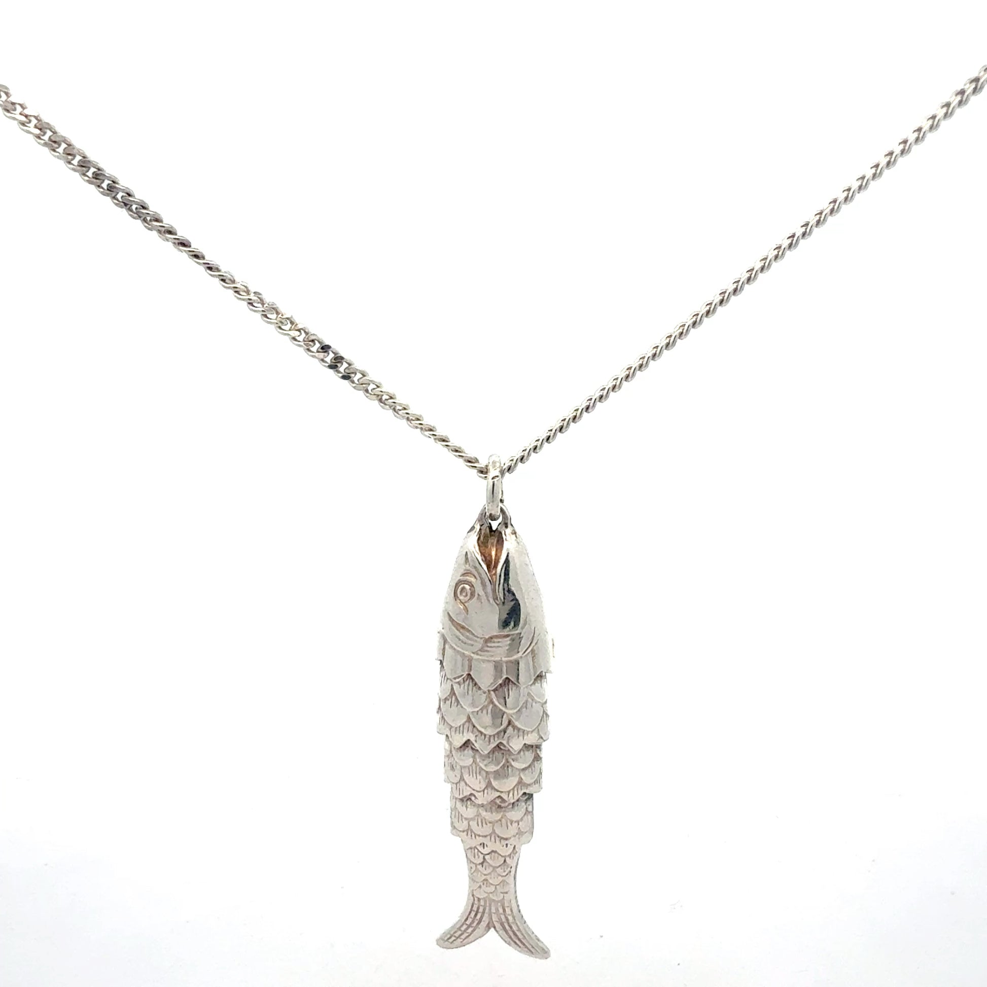 925er Silber Fisch-Anhänger - Nahaufnahme Details