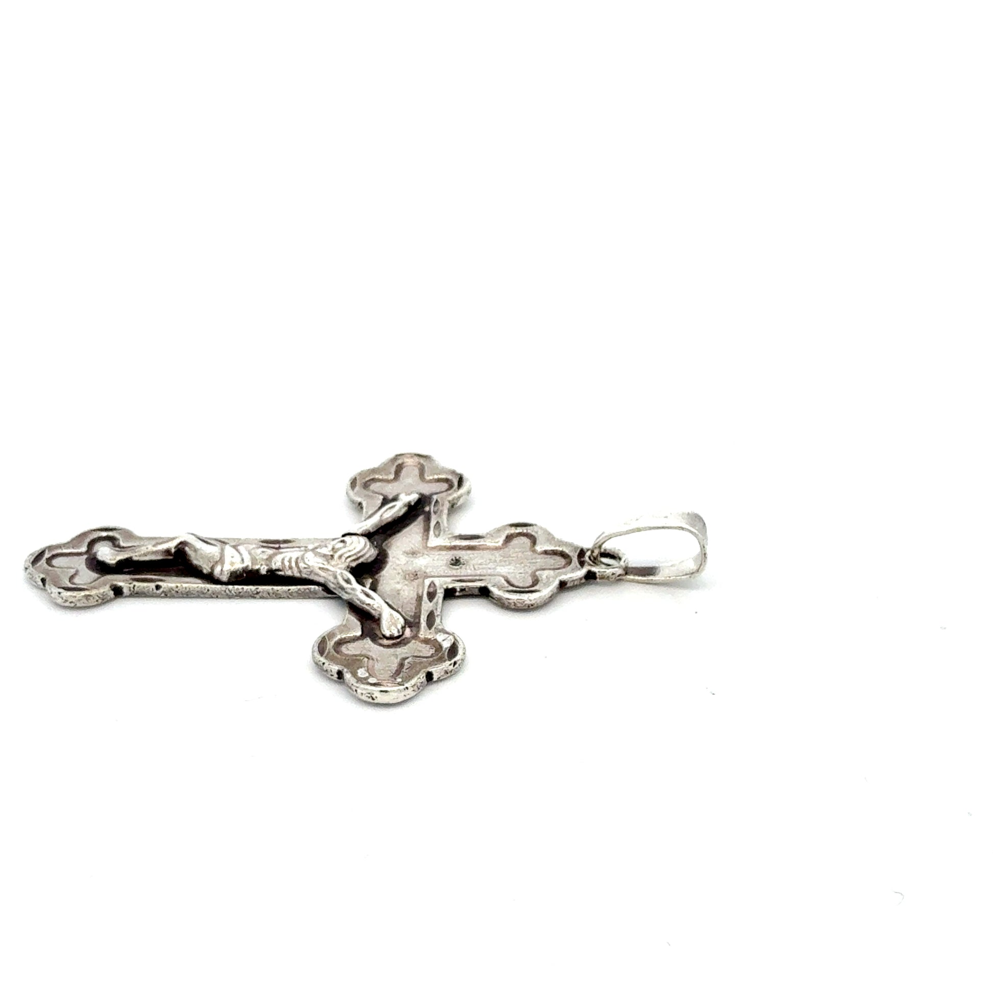 Orthodoxes Kreuz 925 Silber, Seitenansicht mit Öse