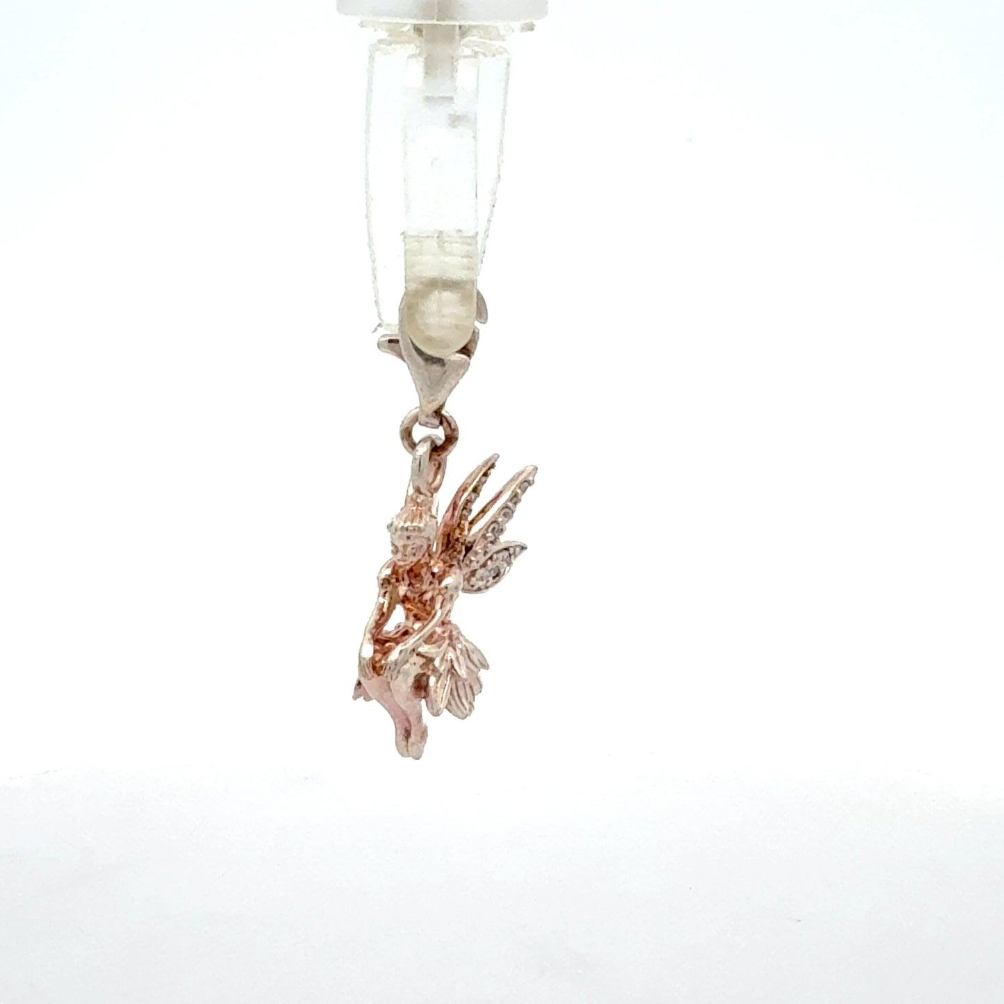 Silber Engel Anhänger - Schrägansicht mit Vergoldung