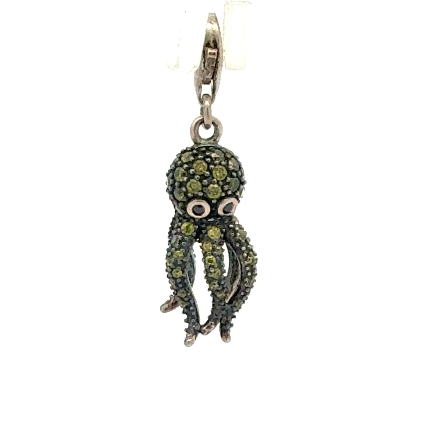Tintenfisch Anhänger aus 925er Silber mit schwarzen Onyx-Steinen und synthetischen Steinen, Vorderansicht